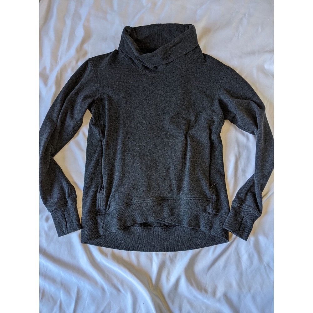 Lululemon Women's‎ Pullover Gray Funnel Neck Size 6 Gray Kangaroo Pocket